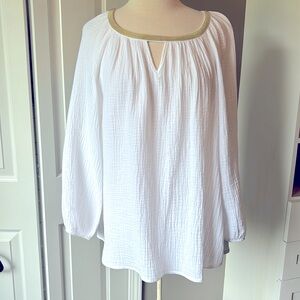 JM Collection Gorgeous! white gauze blouse like new XL Perfect